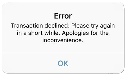 Venmo Transaction Declined. Please Try Again in a Short While