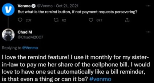 reminder feature in Venmo